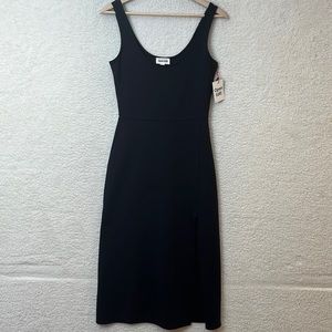 NWT Open Edit Womens Black Stretch Midi Tank Style Dress SMALL